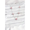 Nevamel® 316L Çelik Zincir Gümüş Renk Pembe Baby Boy Yonca Kadın Kolye 5886