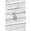 Nevamel® 316L Çelik Zincir Gümüş Renk Pembe Kuğu Model Zirkon Taşlı Kadın Kolye 5886