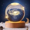 Nevamel® 3D Lazer İşlemeli Galaksi Küre USB LED Ahşap Standlı Oda Gece Lambası