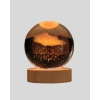 Nevamel® 3D Yağmur Bulutu Desenli Kristal Top USB Gece Lambası Ahşap Tabanlı Dekoratif Lamba