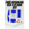 Nevamel® 4lü Bit Pire Tarağı Set Kedi Köpek Evcil Hayvan Tüy Toplayıcı Mavi