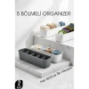 Nevamel® 5 Bölmeli Dolap ve Çekmece İçi 2’li Set Organizer Kutusu (Gri & Beyaz)