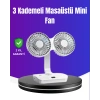 Nevamel® 720° Döner Çift Taraflı Masaüstü Vantilatör – USB Şarjlı Sessiz Fan
