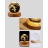Nevamel® 8 cm Küçük Prens 3D Kristal Küre USB Işıklı Ahşap Altlıklı Dekoratif Lamba