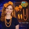 Nevamel® 80’ler 90’lar Neon Turuncu Parti Seti – Kolye Küpe Taç