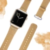 Nevamel Ally Apple Watch 7-8 45mm 6-5-4 44mm Kordon Kayış Deri İnce Sim İşlemeli 3-2-1 42mm-(5775)