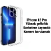 Nevamel Ally iPhone 12 Pro 6.1inç Kılıf Kamera Korumalı Ultra İnce Şeffaf Silikon Kılıf-(5775)