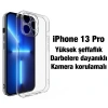 Nevamel Ally iPhone 13 Pro 6.1inç Kılıf Kamera Korumalı Ultra İnce Şeffaf Silikon Kılıf-(5775)