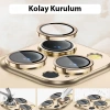 Nevamel ALLY iPhone 14 Pro-14 Pro Max 3D Metal Çerçeveli Kamera Lens Koruyucu-(5775)