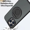 Nevamel ALLY iPhone 14 Pro Max İçin Magsafe Uyumlu Yüzük Standlı Manyetik Silikon Kılıf-(5775)