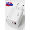 Nevamel® ALLY PowerGo 55W PD + QC 4.0 Hızlı Şarj Adaptörü Çift Port Seyahat Şarj Cihazı”-(5775)
