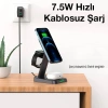 Nevamel ALLY W68 15W 3in1 Manyetik ve Katlanabilir Portatif Masaüstü Kablosuz Şarj Standı-(5775)