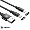 Nevamel Baseus Rapid Series 2in1 İphone+ Micro Usb 3.0A Usb Kablo Şarj 120cm-(5775)