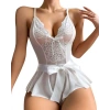 Nevamel® Beyaz Dantel İşlemeli Kurdelalı Fantezi Tül Babydoll
