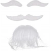 Nevamel Beyaz Renk Kendinden Yapışkanlı Takma Sakal Bıyık ve Kaş Seti