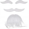 Nevamel Beyaz Renk Kendinden Yapışkanlı Takma Sakal Bıyık ve Kaş Seti