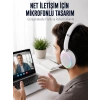 Nevamel® Bluetooth 5.0 Beyaz Kulak Üstü Kablosuz Kulaklık Mikrofonlu RGB Aydınlatmalı