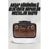 Nevamel Bluetooth Hoparlör Ahşap Renk Vintage Işıklı Nostaljik Radyo Fm Ahşap Görünümlü