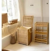 Nevamel® Büyük Boy Ahşap Bambu Kirli Sepeti 45x45x62