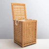 Nevamel® Büyük Boy Ahşap Bambu Kirli Sepeti 45x45x62