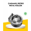 Nevamel® Çakmaklı Küllük Paslanmaz Metal Yuvarlak Tasarım