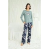 Nevamel® Çiçek Ve Yaprak Desenli Baskılı Pijama Takımı