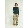 Nevamel® Çiçek Ve Yaprak Desenli Pijama Takımı