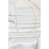 Nevamel® CM 14K Gold Renk Lazerli Zincir Model 60 cm Kadın Kolye 5886