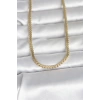Nevamel® CM 14K Gold Renk Yassı Ezme Zincir Model 60 cm Kadın Kolye 5886