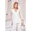 Nevamel® Dantelli Ve Tüllü Uzun Kollu Önü Düğmeli Saten Pijama Takımı
