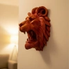 Nevamel® Dekoratif Asılabilir Aslan Başı 3D Duvar Heykeli Gold Red 20x21 cm