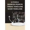 Nevamel Elektrikli Manikür Pedikür Seti İkili Set 12 Parça Tırnak Bakımı Törpü Protez Çıkarma