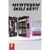 Nevamel Elektrikli Manikür Pedikür Seti İkili Set 12 Parça Tırnak Bakımı Törpü Protez Çıkarma