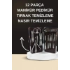 Nevamel Elektrikli Manikür Pedikür Seti İkili Set 12 Parça Tırnak Bakımı Törpü Protez Çıkarma