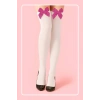 Nevamel® Fuşya Fiyonklu Beyaz Jartiyer Çorabı TM1379