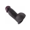 Nevamel® Gerçekçi Tasarımlı Geniş Çaplı Vakum Tabanlı Silikon Dildo 21 Cm Siyah