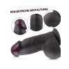 Nevamel® Gerçekçi Tasarımlı Geniş Çaplı Vakum Tabanlı Silikon Dildo 21 Cm Siyah