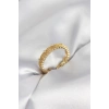 Nevamel® Gold Renk Motif Desenli Zirkon Taşlı Kadın Yüzük 5886