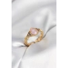 Nevamel® Gold Renk Pembe Damla Model Kadın Yüzük 5886
