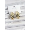 Nevamel® Gold Renk Pirinç Yarım Halka Model Kadın Küpe 5886