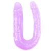 Nevamel® Hi-Rubber Şeffaf Jel Çift Taraflı Eğik Dildo - 17Cm Mor