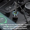Nevamel HOCO NZ12A Action PD43W USB + Type-C Araç Çakmaklık Hızlı Şarj Aleti + Type-C to iPhone Lightning Ka-(5775)
