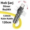 Nevamel HOCO U118 Döner Başlıklı Type-C to Type-C 60W Hızlı Şarj ve Veri Kablosu-(5775)