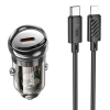 Nevamel HOCO Z53 Sight Single PD30W Type-C Girişli Araç Çakmaklık Hızlı Şarj Aleti + Type-C to iPhone Lightn-(5775)