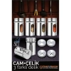 Nevamel® HSNET Cam+Çelik Tuzluk Biberlik Karabiberlik 3 Farklı Delikli 5 li SET