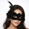 Nevamel® İnci Detaylı Siyah Süet Venedik Kadın Maskesi