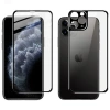 Nevamel İPhone 11 Pro Metal Çerçeve Ön Arka 3D Full Tempered Cam Koruyucu-(5775)