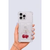 Nevamel® iPhone 14 Pro Max Kartlıklı Kiraz Desenli Kılıf