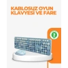 Nevamel Kablosuz Retro Klavye ve Mouse Seti – 104 Tuşlu Sevimli Tasarım