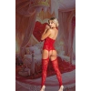 Nevamel® Kadın Kırmızı Yumuşak İp dokulu File Seksi Fantezi Vücut Çorabı